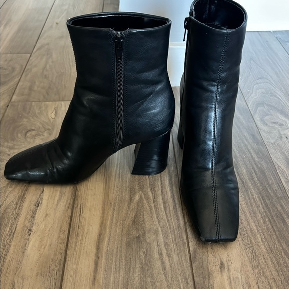 Mango black square toe ankle boots size 7.5 - Picture 2 of 9